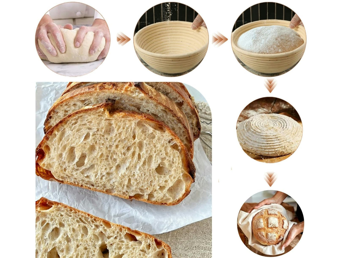 Proofing Baskets for Sourdough Bread Baking, 2 Pack Banneton Bread Proofing Basket 9 inch Round & 10 inch Oval Proofing Bowls for Sourdough Bread with Liner Making Baking Fermentation Tools Supplies