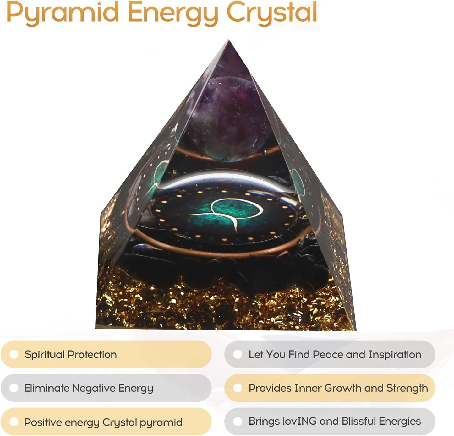 12 Zodiac Orgone Crystal Pyramid, Natural Amethyst with Obsidian,Healing Crystals Pyramid for Protection Chakra, Unique Constellation Pyramid for Positive Energy, Healing Money Health(Taurus)