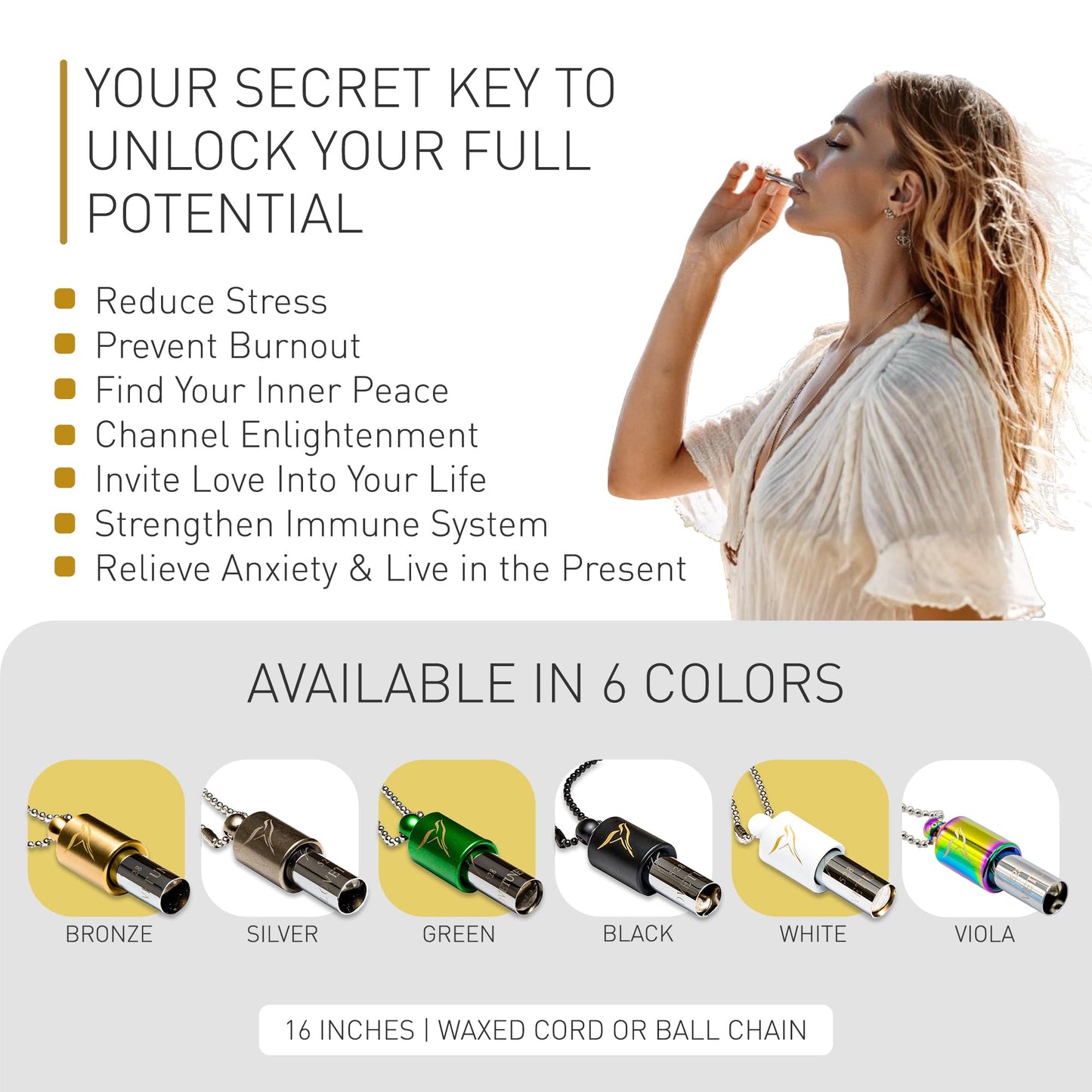 LOVETUNER Meditation Tuning Necklace 528 hz Frequency of Love | Mindfulness Device for Anxiety & Stress Relief