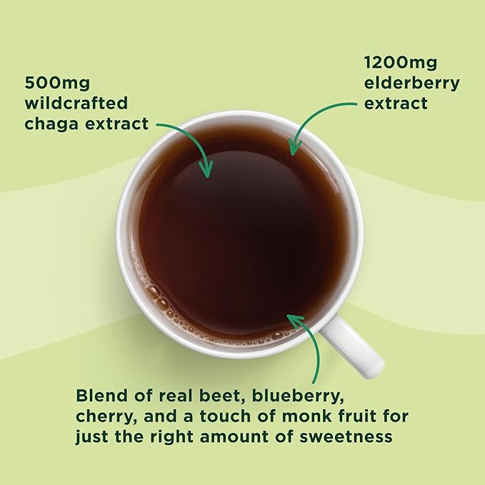 Four Sigmatic Protect Organic Herbal Tea | Immunity Tea w/Chaga & Adaptogens | Organic Chaga Tea w/Antioxidant-Rich Cherry, Elderberry & Blueberry | Vegan, Gluten-Free | Wild Berries, 24 Servings