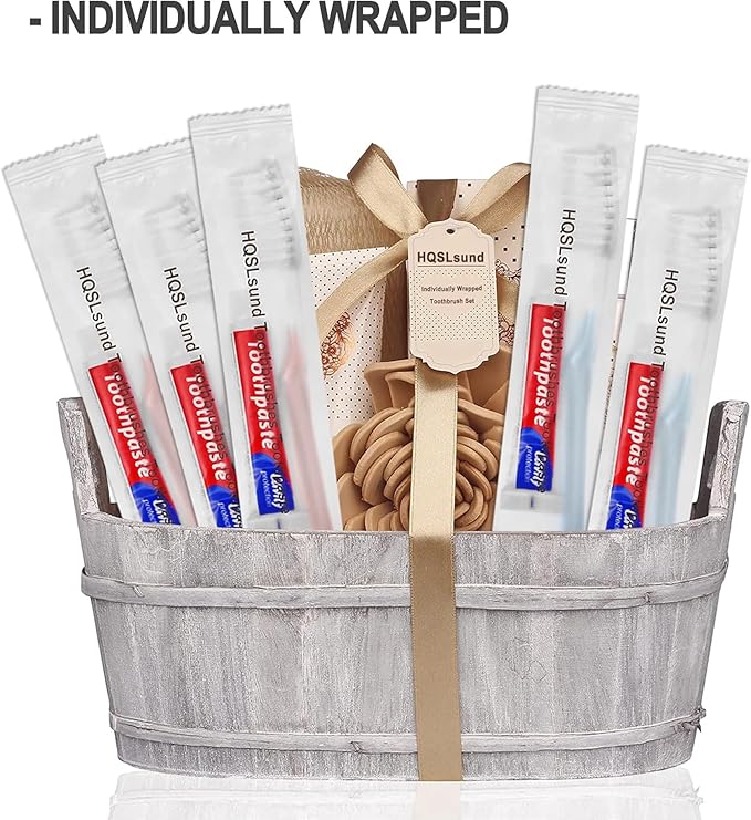50 pcs Disposable Toothbrushes, 2 Color Toothbrushes and Toothpaste 10g, Bulk for Homeless, Airbnb, Hotel