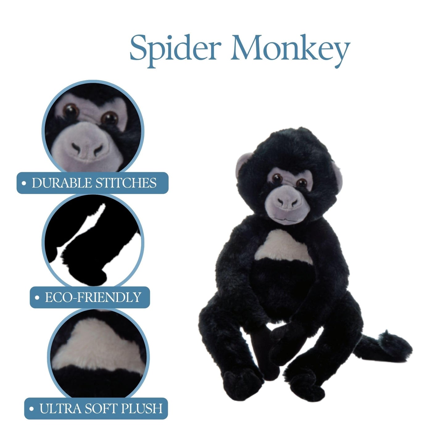 The Petting Zoo Spider Monkey Stuffed Animal Plushie, Gifts for Kids, Wild Onez Zoo Animals, Monkey Plush Toy, 12 inches