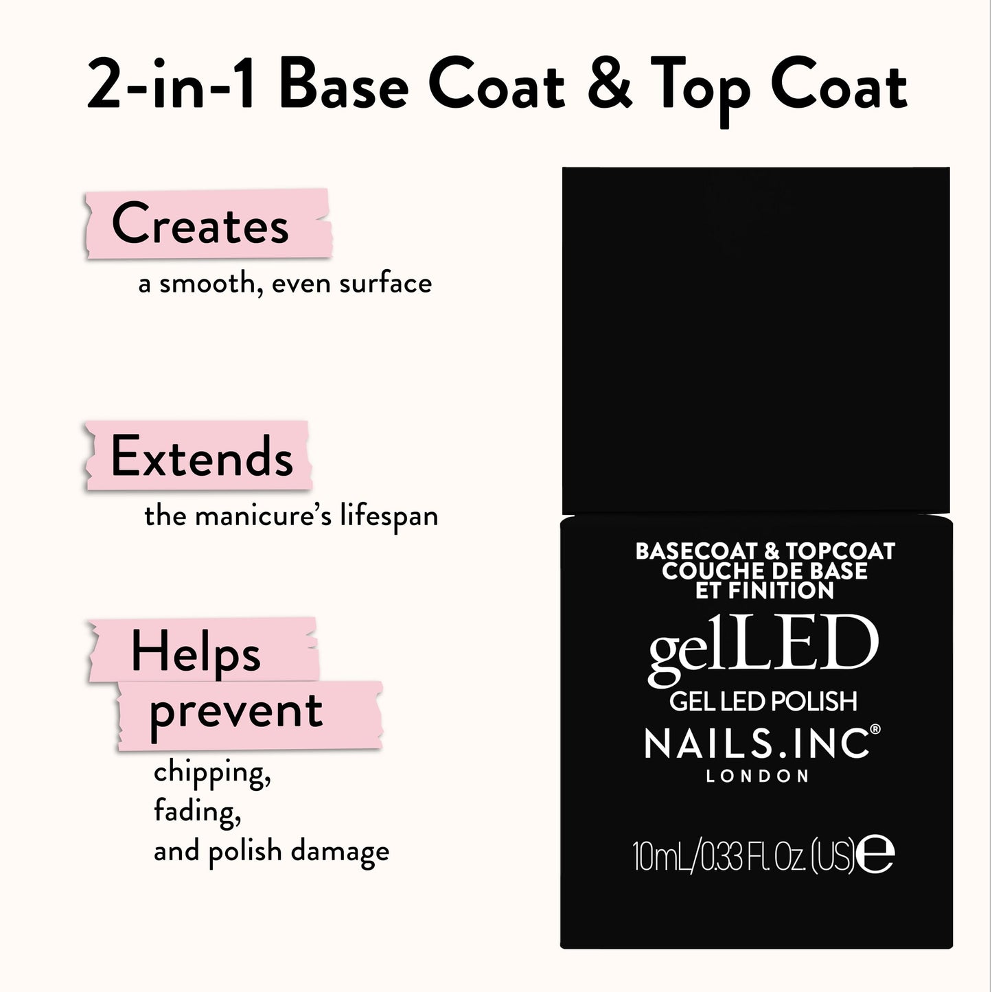 Nails Inc GelLED UV/LED Gel Nail Polish Manicure Starter Kit, Beginner Friendly, Art Manicure Salon At Home, LED Lamp, Pink Nail Polish, Manicure Tools, Primer, Base & Topcoat, Hema Free, 32 Pieces
