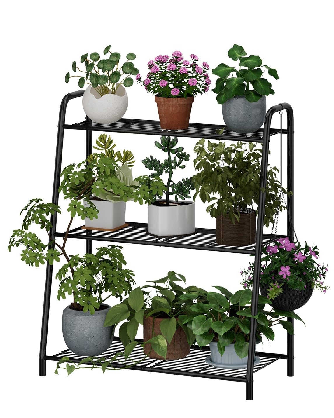 Plant Stand Indoor, Outdoor Tiered Plant Stand, Corner/Metal/Black Plant Shelf