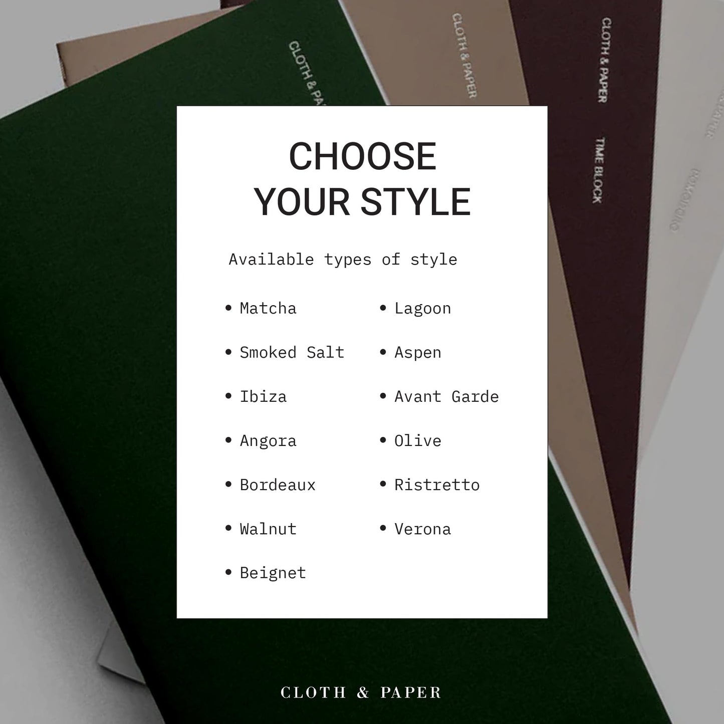Cloth & Paper Travel Notebook | Weekly Planner Graph – Matcha | A5 Slim Weekly Planner Notebook 4.3" x 8.3" | Weekly Schedule Planner with Graph Layout for Planning, Tasks & Notes – Soft Touch Cover