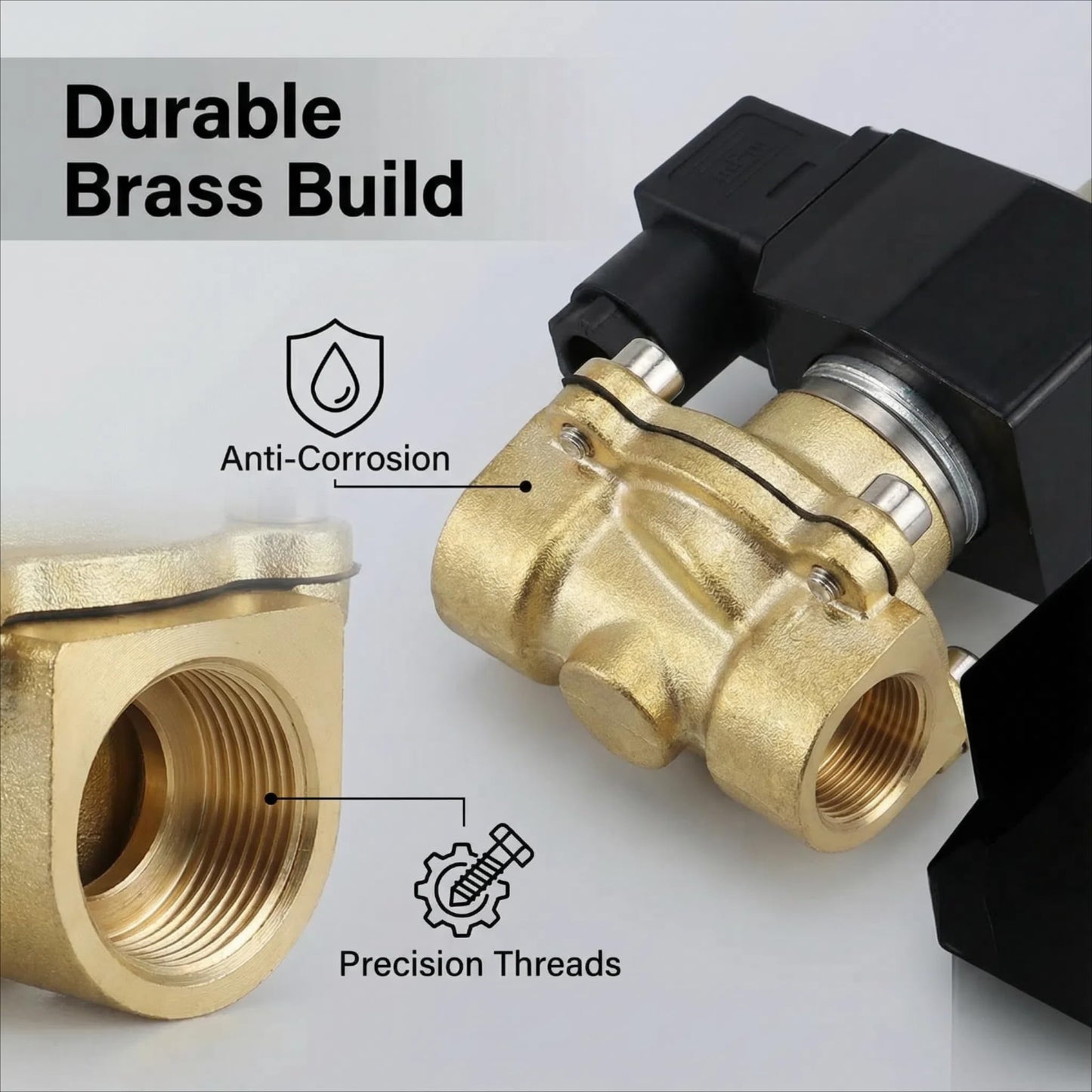 Adahill AC110V Brass Solenoid Float Valve - Automatic Water Level Control Switch for Water Tanks, Pools, Livestock Troughs and Irrigation Systems - 2A Current Rating, Normally Closed Design