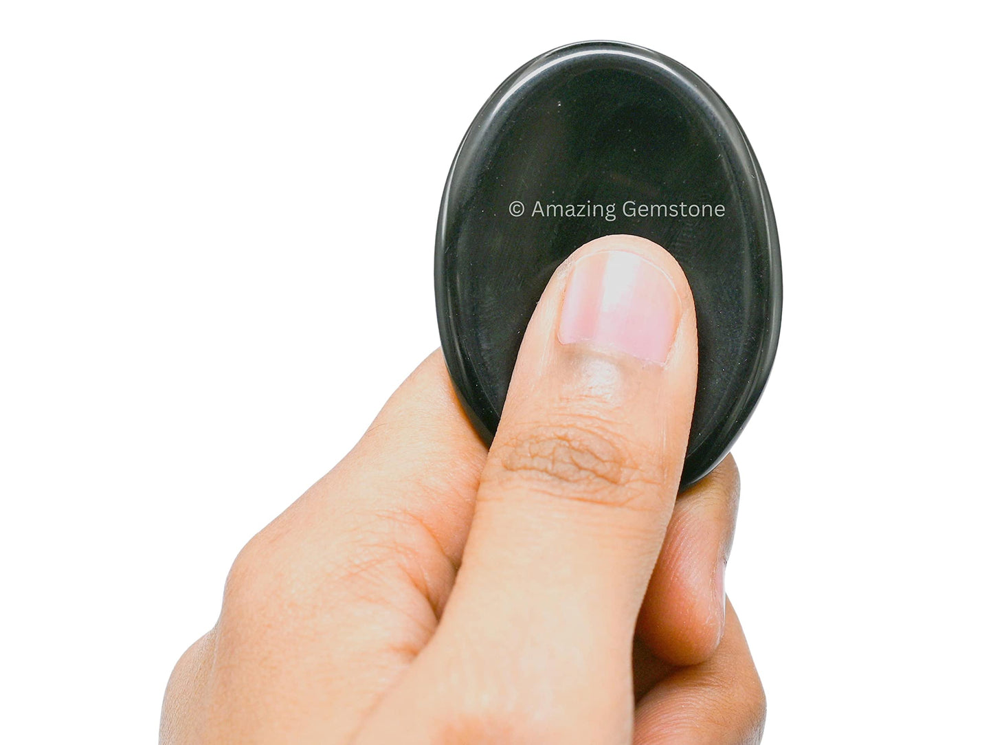 Amazing Gemstone Black Obsidian Worry Stone, Healing Crystals - Piedra Crystal Fidget for Gift, Meditation, Calming, Relaxation, Stress Relief