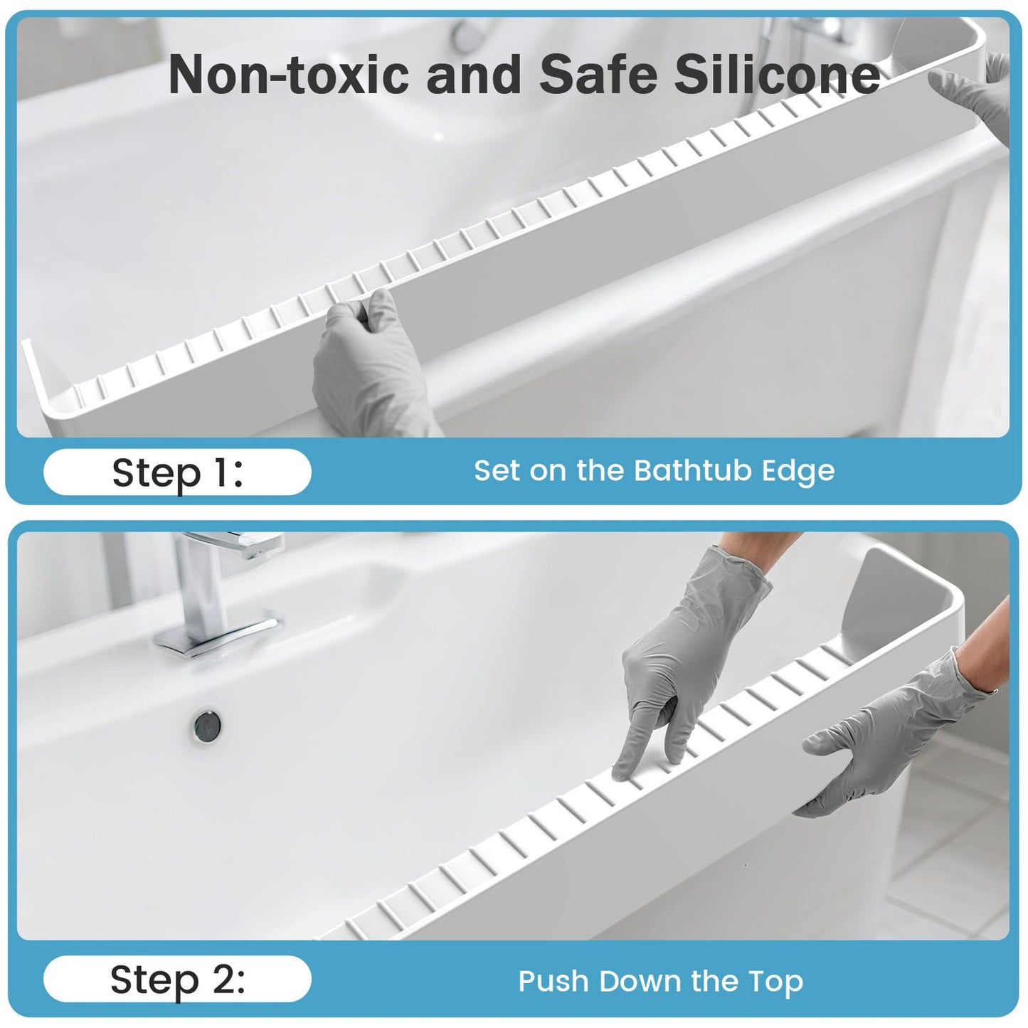 Blgiont Bathtub Splash Guard PlayPad Shelf Area with Strong Suction Cups, Toy Tray Caddy Holder Storage Over Tub, Bathtub Ledge Guard, No Mess Water, Splash Protection Water Barrier for Bathroom-White
