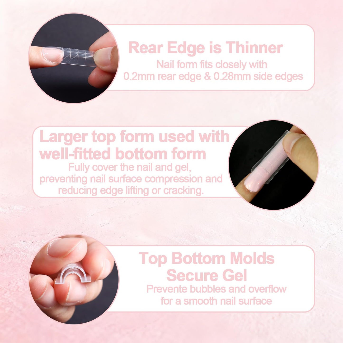 Allstarry Sandwich Dual Nail Forms, Reusable Sandwich Dual Forms 240pcs 15 Sizes Almond Round Nail Extensions Plastic Poly Gel Nails Forms for Builder Gel No Paper Forms Needed Moldes Dual Nails Molds