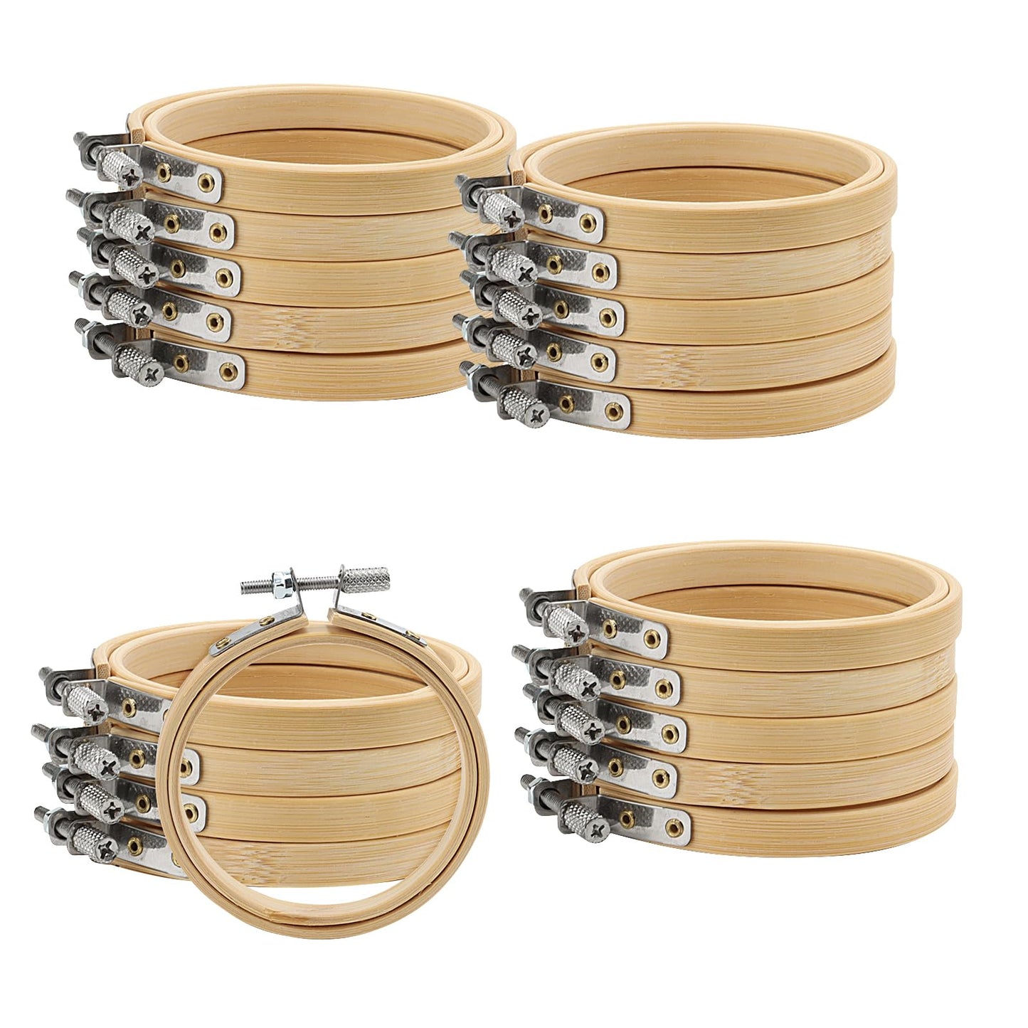 SENJEOK 20Pcs 3 Inch Bamboo Embroidery Hoop, Bamboo Circle Cross Stitch Hoop Ring for Craft Sewing, DIY Project, Decoration