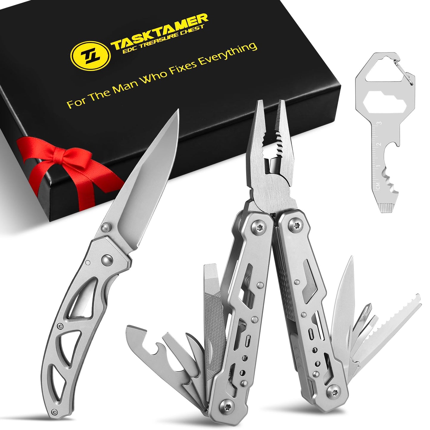 Multitool Gifts for Men, Multi-tool Pliers & Pocket Knife 3-Piece EDC Tool Set Packed with Premium Gift Box for Birthday, Christmas, Father’s Day, Stocking Stuffers for Man