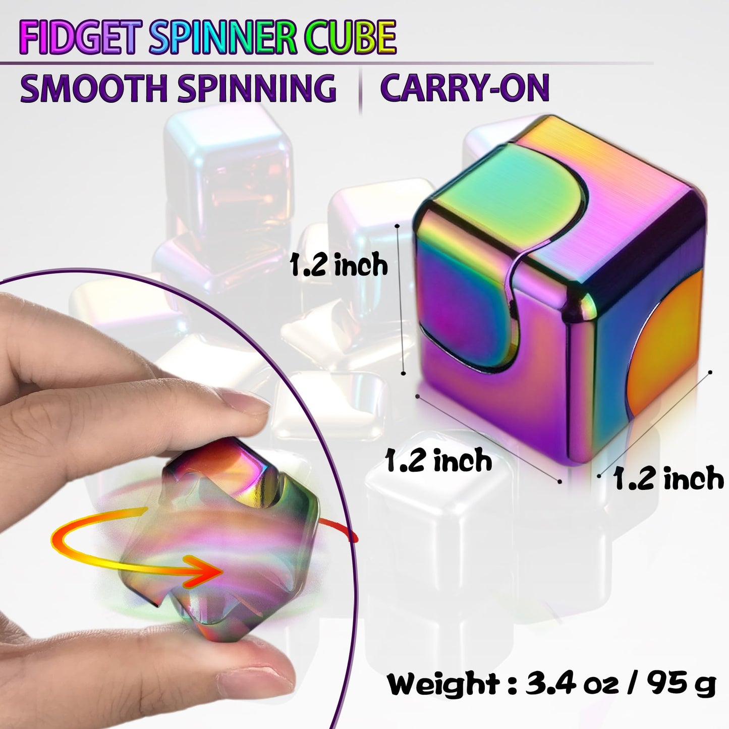 2 Pc Fidget Spinner Toys Cube Adults, Easter Basket Stuffers for Teens Metal EDC Cool Desk Gadgets Office Toys Small Anxiety Figette Sensory Toy, ADHD Tool Fingears Figet Stress Valentine Gift For Boy