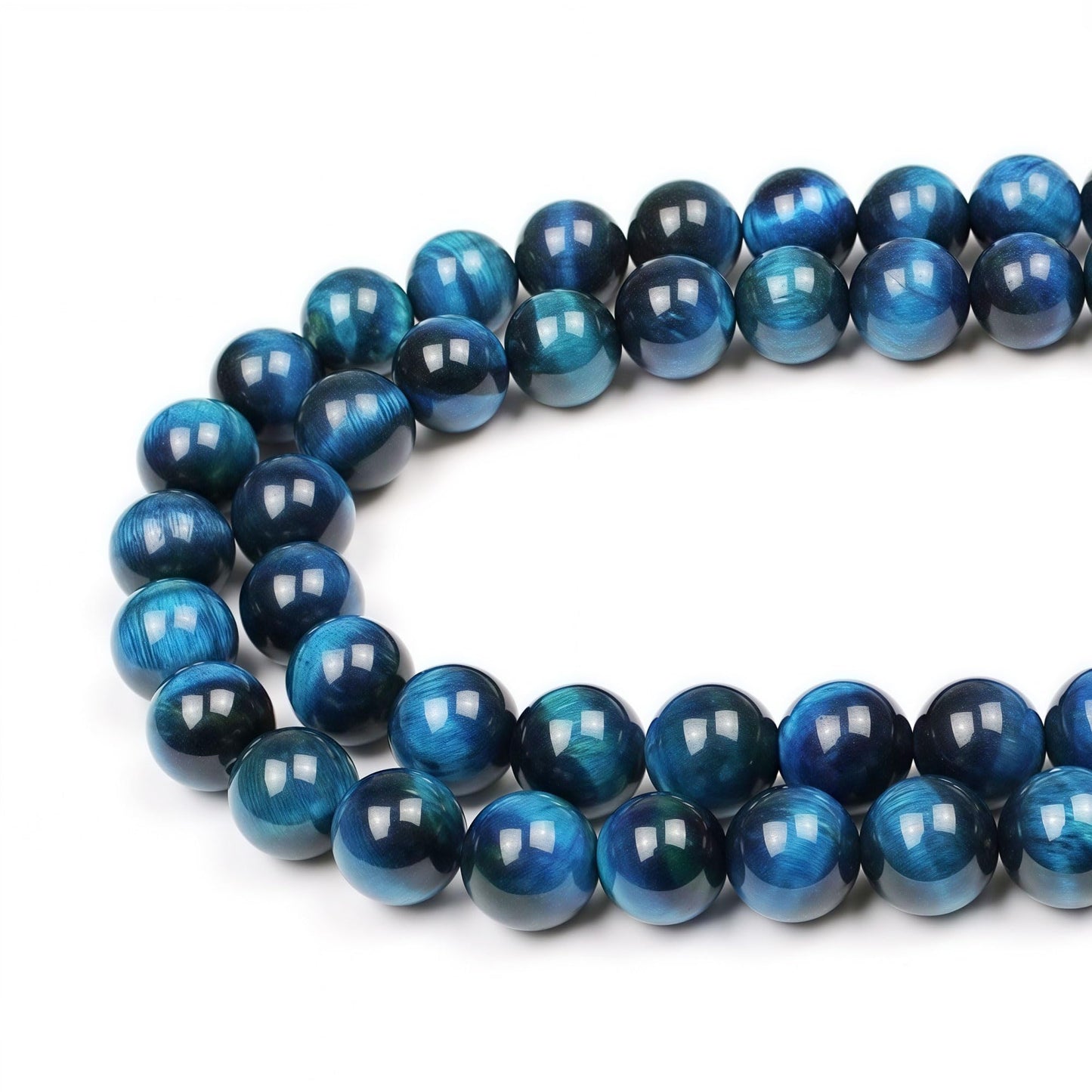 MJDCB Stone Beads 8mm 43pcs Round Sky Blue Tiger's Eye Loose Gemstone Bead Charms for Jewelry Making Bracelet Necklace Earring Pendant