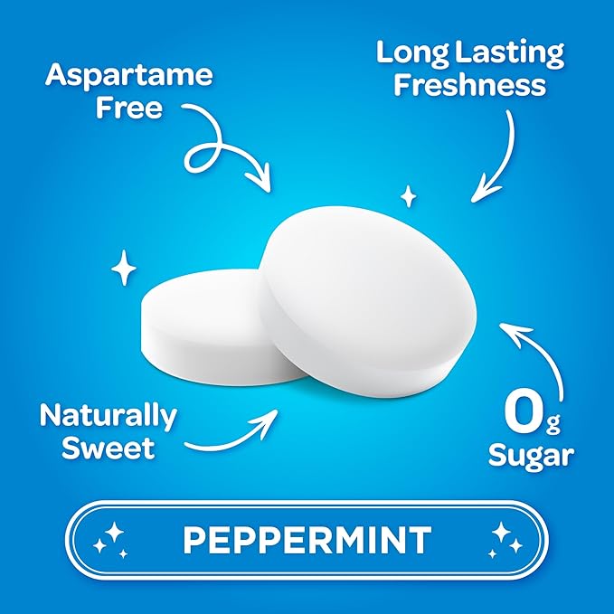 PUR Mints | Aspartame Free Breath Mints | Made with Xylitol | Sugar Free, Vegan, Gluten Free | Natural Peppermint Flavor | 65 Pieces in Re-Sealable pouch (Pack of 3)