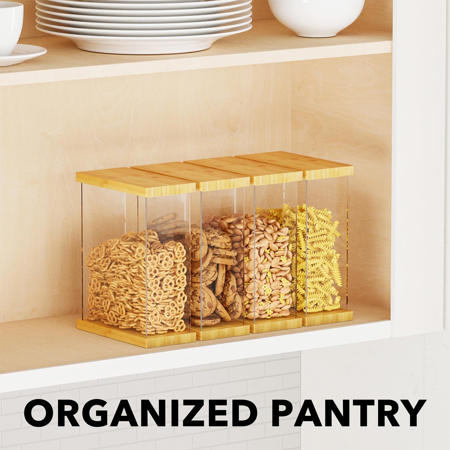 SpaceAid Bamboo Food Storage Container - Airtight Cereal Containers with Lids, Kitchen Cereal Canisters Pantry Organizers and Storage for Rice, Flour, Coffee, Snack, Small 1 Pack