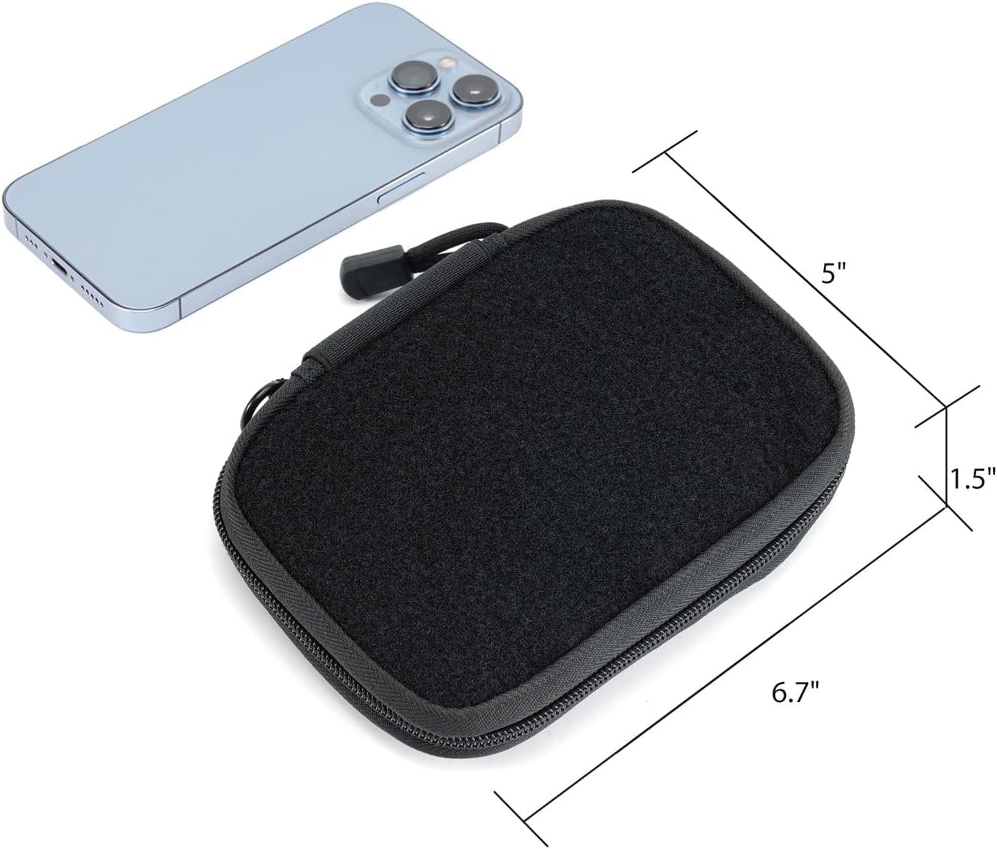 Pocket Organizer with DIY Patches Area, Nylon Utility Pouch, Small Tool Pouch for EDC Gears, Mighty Pouch with D-Ring, Pocket Pouch, Multitool Organizer Pouch