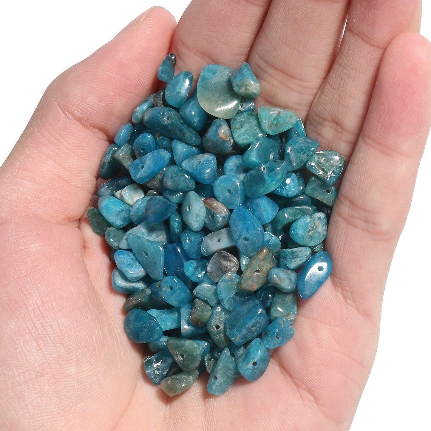 NITOPUPU 30in Apatite Natural Chip Stone Beads 5-8mm About 230pcs, Irregular Drilled Blue Bead for Bracelets Jewelry Making Supplies for Adults, DIY Crafts.