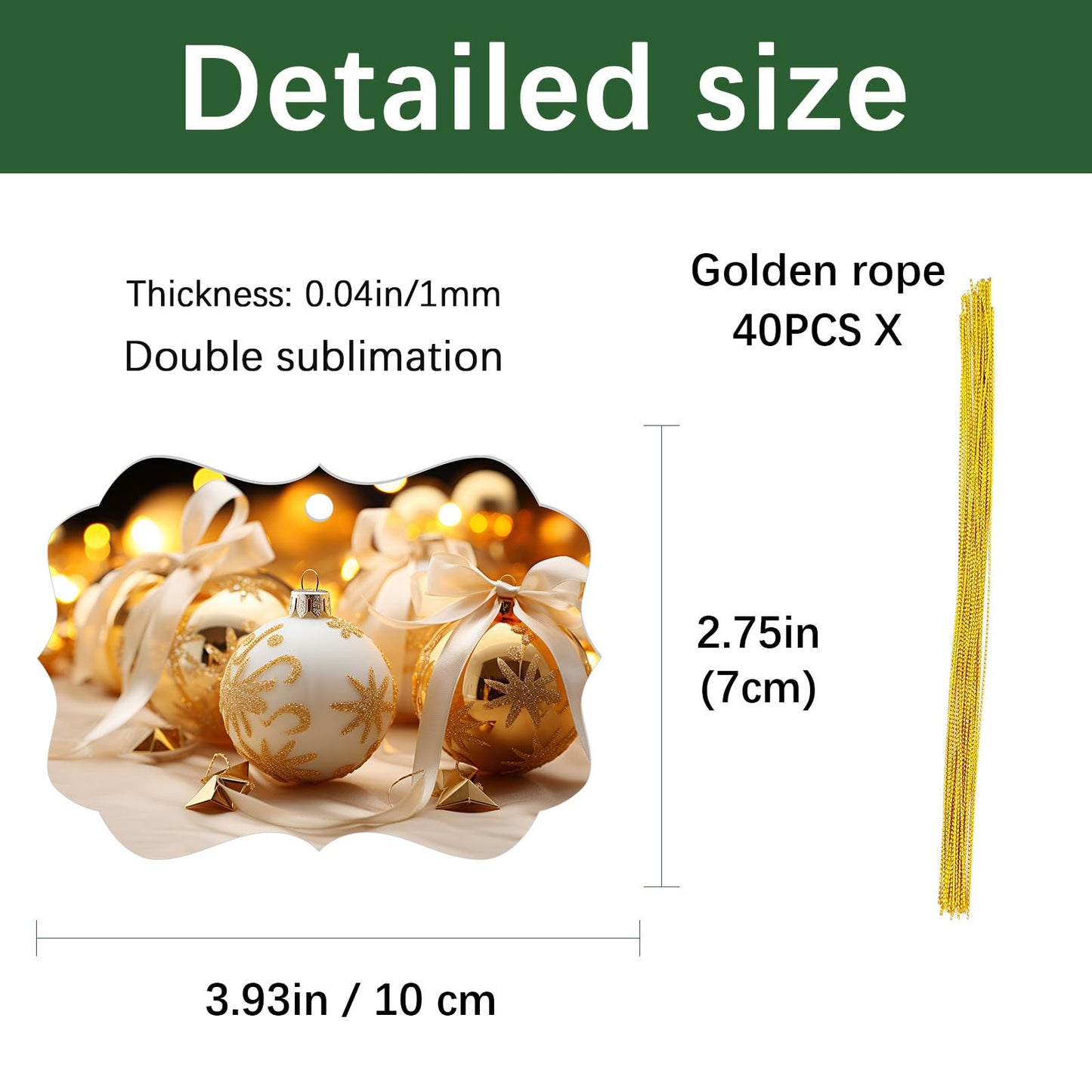 40 pcs 3.9" × 2.8" Metal Sublimation Ornament Blank,Double Sided Sublimation Ornaments,Sublimation Christmas Ornament Blanks for Christmas Tree Decor Ornaments DIY Handmade Crafts