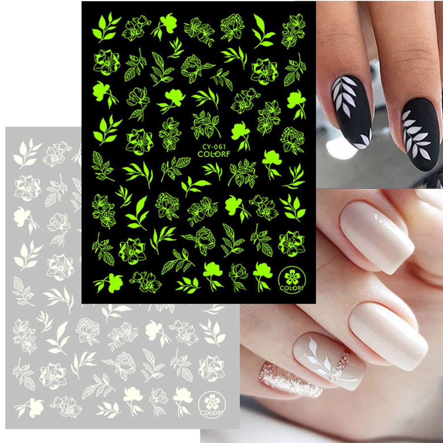 8 Sheets Luminous Nail Stickers and 8 Sheets Butterfly Nail Stickers
