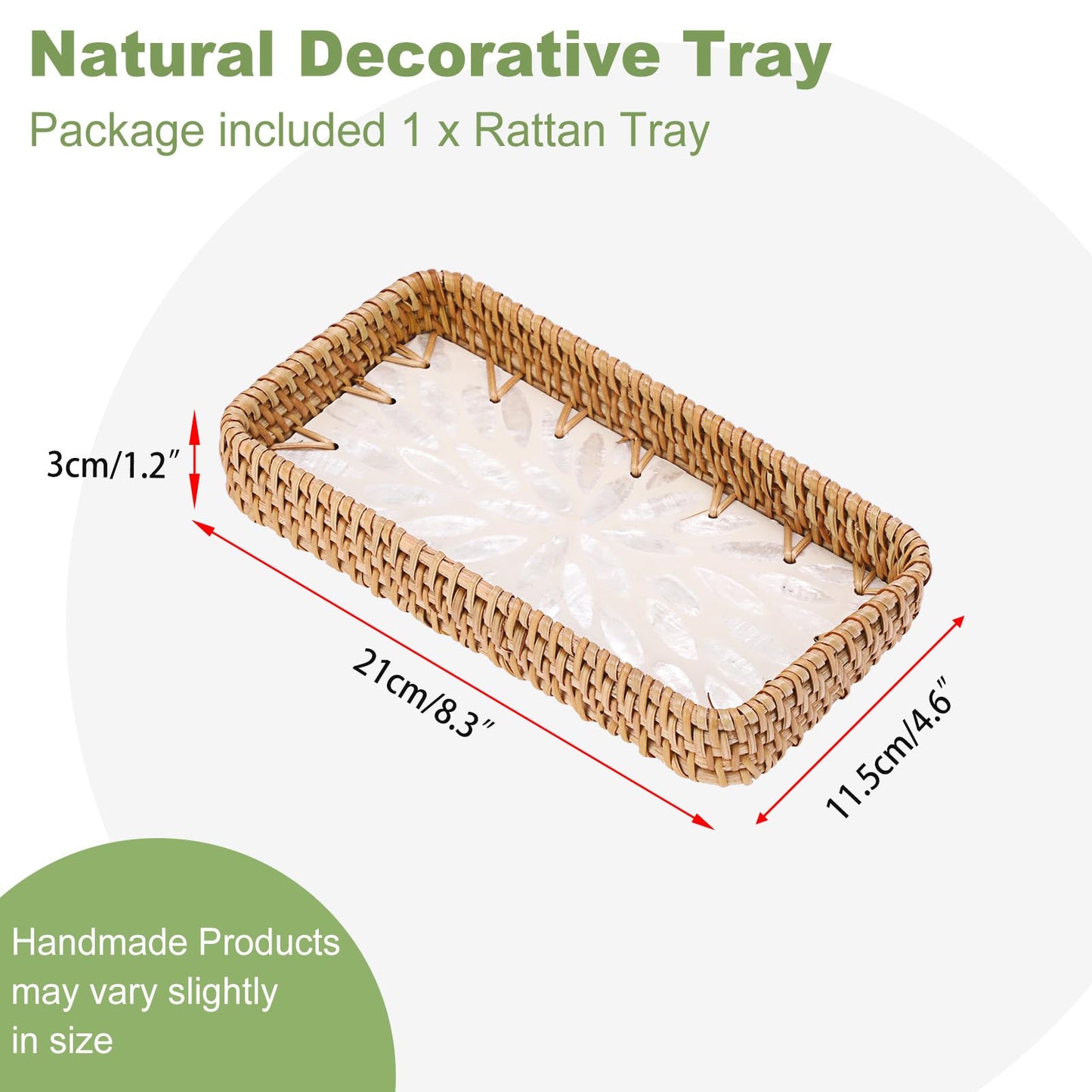 GUSHBIN Decorative Key Basket for Entryway Small Handwoven Rattan Tray Rectangular Key Holder Tray Wicker Basket Organizer for Keys Remote Control Jewelry, White