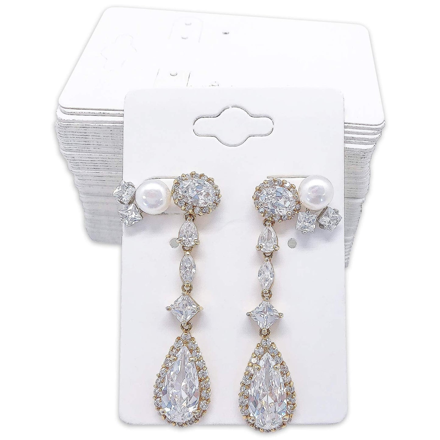 500-Pack 2x3 Pre-Punched Hanging Jewelry Earrings Display Cards (White Kraft Paper, Medium)