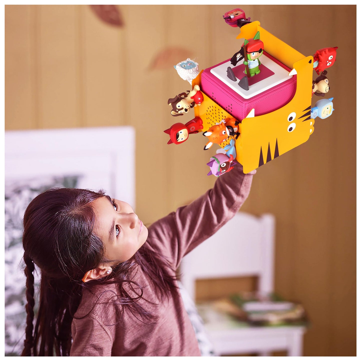 Tiger Shelf for Tonies Box Organizer Storage Shelf, Magnetic Floating Shelves for Toniebox 1/2 Player & Tonies Figures, Display Collection 30~40 Figures, Characters, Designed for Kids' Gifts