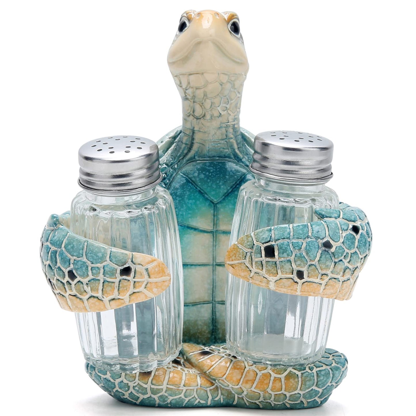 Hodao Sea Turtle With Salt and Pepper Shaker Figurines Decorations Turtle Set with Holder Figurine for Beach Bar or Tropical Kitchen Decor Turtle Table Decorations For Home Gifts (Turtle)
