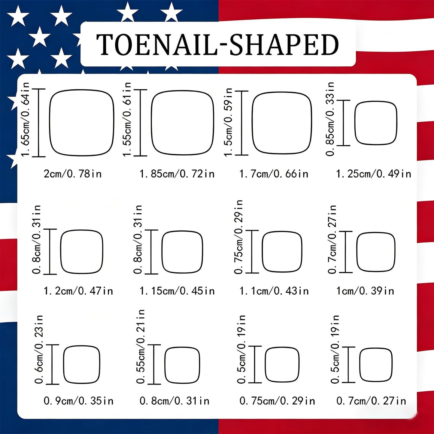 4th of July Press on Toenails Short Square Fake Toe Nails Red White Blue Glossy False Toenails Acrylic Toe Nail Press ons Independence Day Stars Stripes Stick on Nails for Women 24Pcs