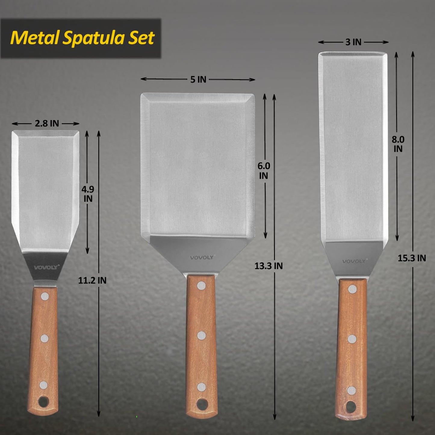 Metal Griddle Spatula Set and Bench Cutter & Chopper Bundle, Stainless Steel Utensils for Kitchen,