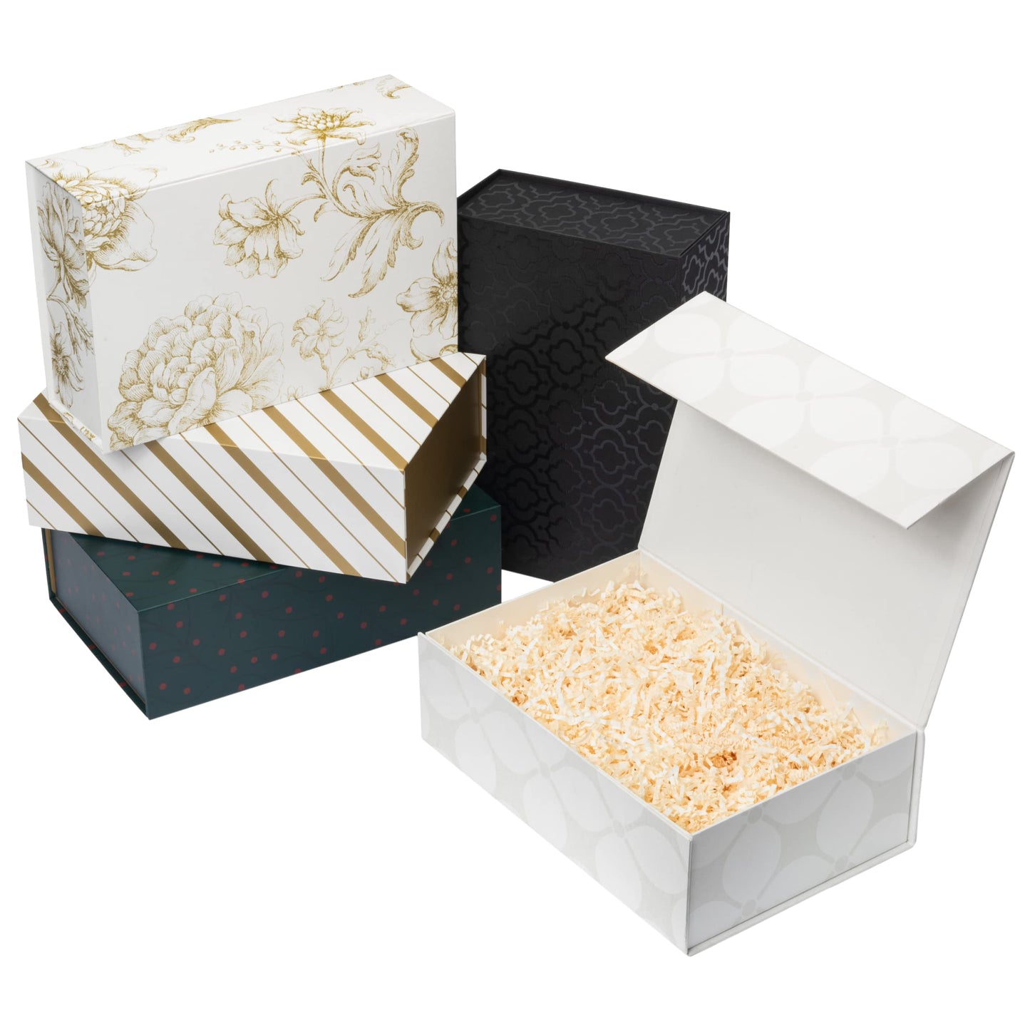 Sorarto Luxury Keepsake Gift Box | Gold Floral Decorative Boxes with Magnetic Lids for Presents, Wedding Memory Box, and Bridal Gifts. 11.5" x 7.5" x 3.5"