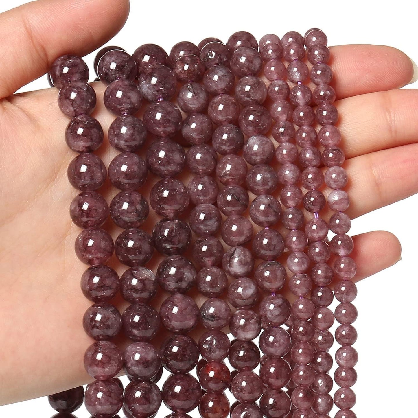 About 60pcs 6mm Natural Stone Beads Lepidolite Beads Energy Crystal Power Gemstone for Jewelry Making, DIY Bracelet Necklace