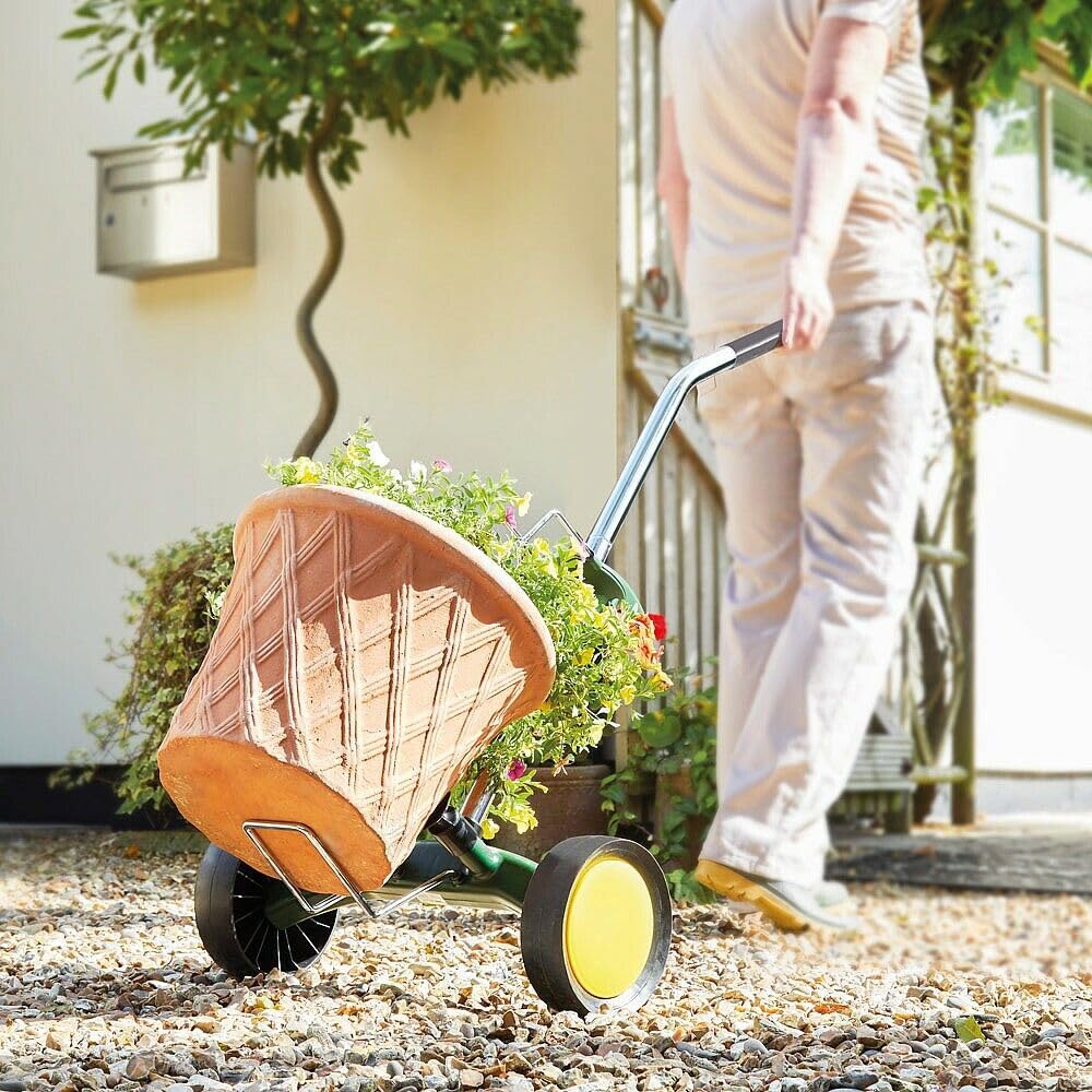Yeatool Garden Pot Mover Dolly Heavy Duty Plant Caddy Wheeled Trolley with Adjustable Handle Flat Free Wheels for Plant Pot