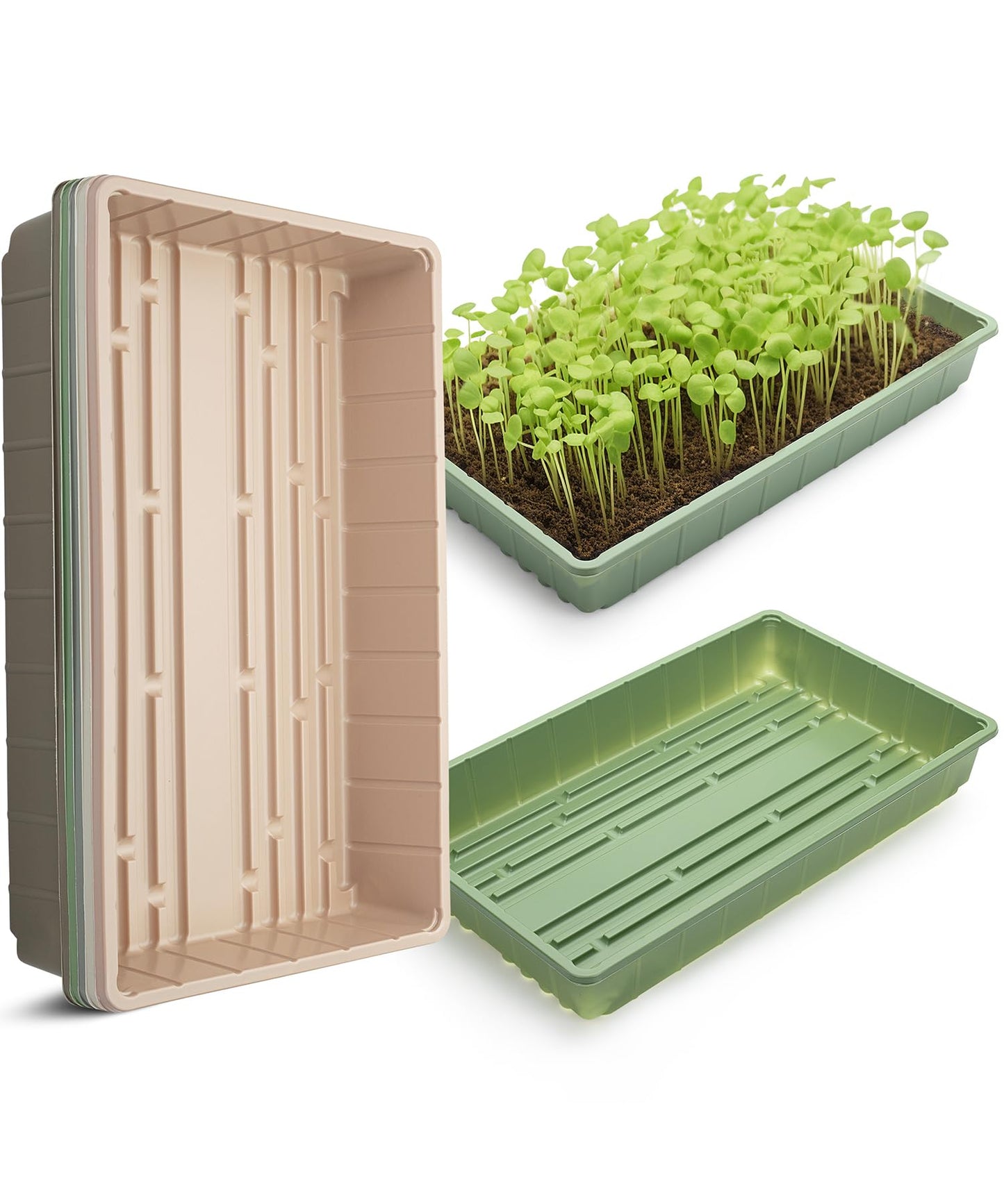 Mr. Pen- Seed Starter Trays, 10 Pack, 17"x10"x2.4", Durable Plastic Growing Trays, Stackable and Reusable Seedling Starter Kits for Indoor, Outdoor, Greenhouse Gardening, Planting, Hydroponic Systems
