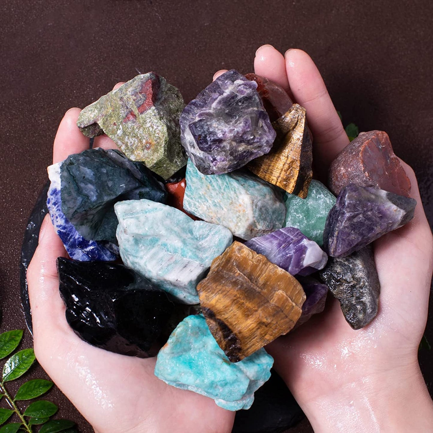 1 lb Bulk Assorted Stones Large 1" Natural Raw Stones Crystal for Tumbling, Cabbing, Fountain Rocks, Decoration,Polishing, Wire Wrapping, Wicca Reiki Crystals Healing