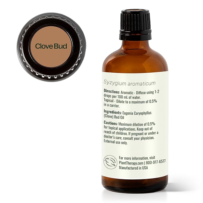 Plant Therapy Clove Bud Essential Oil 100% Pure, Undiluted, Natural Aromatherapy, Therapeutic Grade 100 mL (3.3 oz)