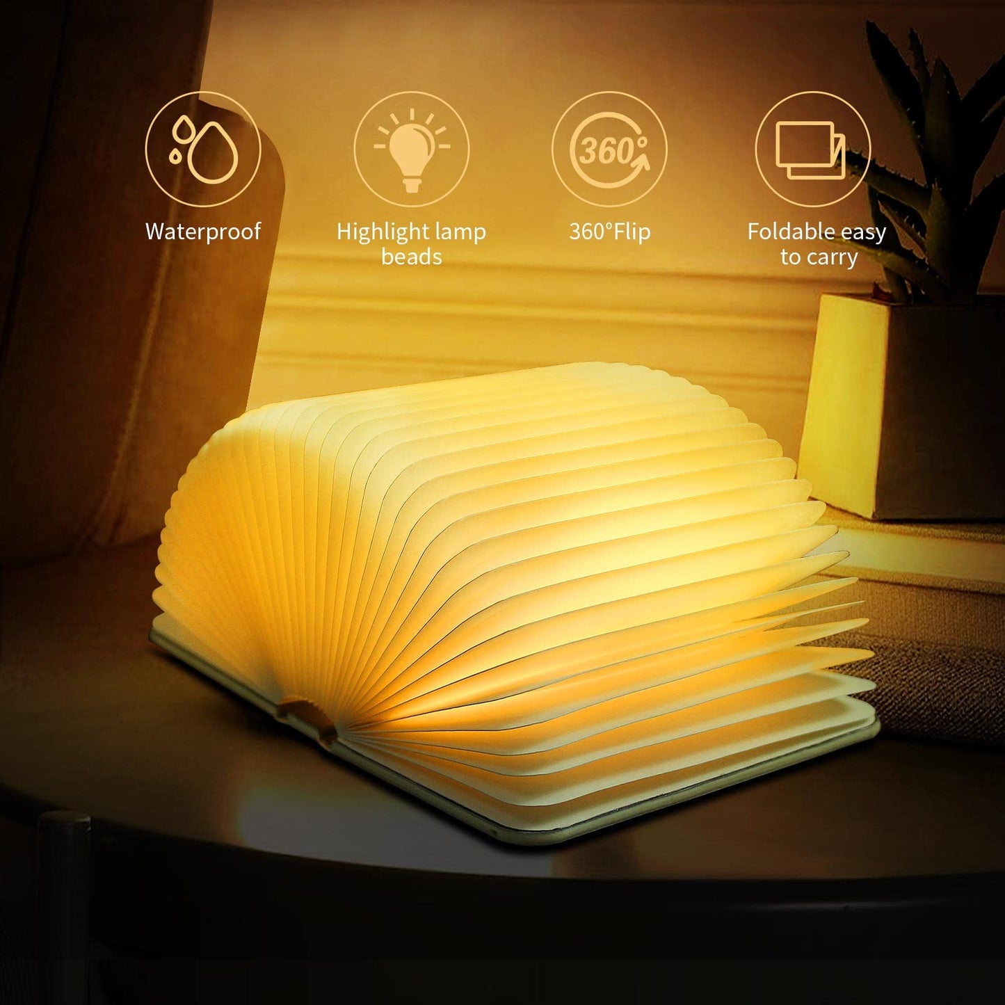 QXMGCBOK Folding Book Lamp Dragon Night Light, Portable Bedside Light (3 Colors) - Gift for Book Lovers