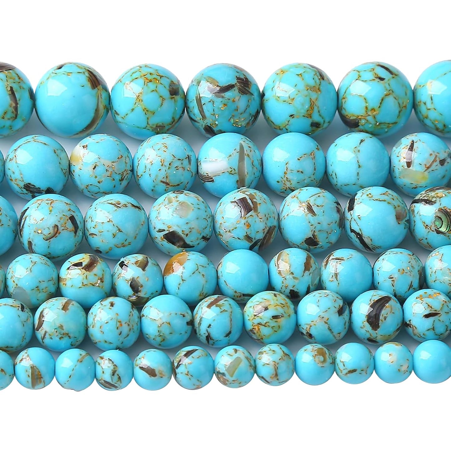 8MM 46PCS Blue Shell Turquoise Spacer Loose Beads for Jewelry Making DIY Bracelet Necklace