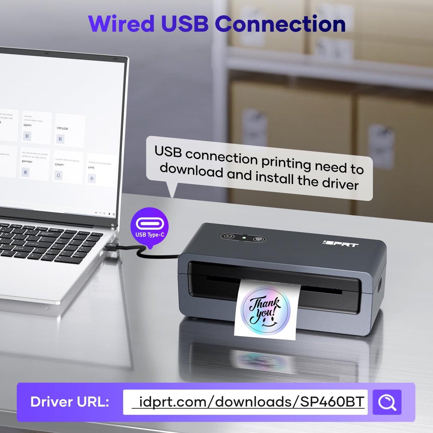 iDPRT Shipping Label Printer 4x6 Bluetooth Thermal Label Printer for Small Business and Shipping Package, Support Android, iPhone, Windows, macOS, Widely Used for Amazon, Shopify