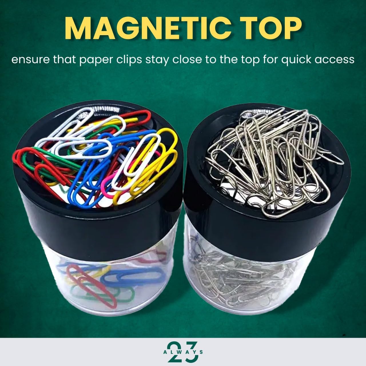 Always23 Paper Clip holder, with Magnetic Top, Small Clip Dispenser with Magnetic Top, 4 Pack