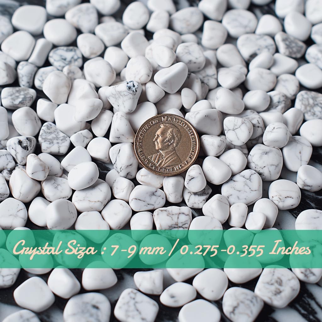 SigMntun Polished Howlite Crystal Chips 200 Pcs - 0.3" 10 oz Tumbled Stone Chips Crushed Sea Glass Stones Healing Reiki Crystal Jewelry Making Home Decoration