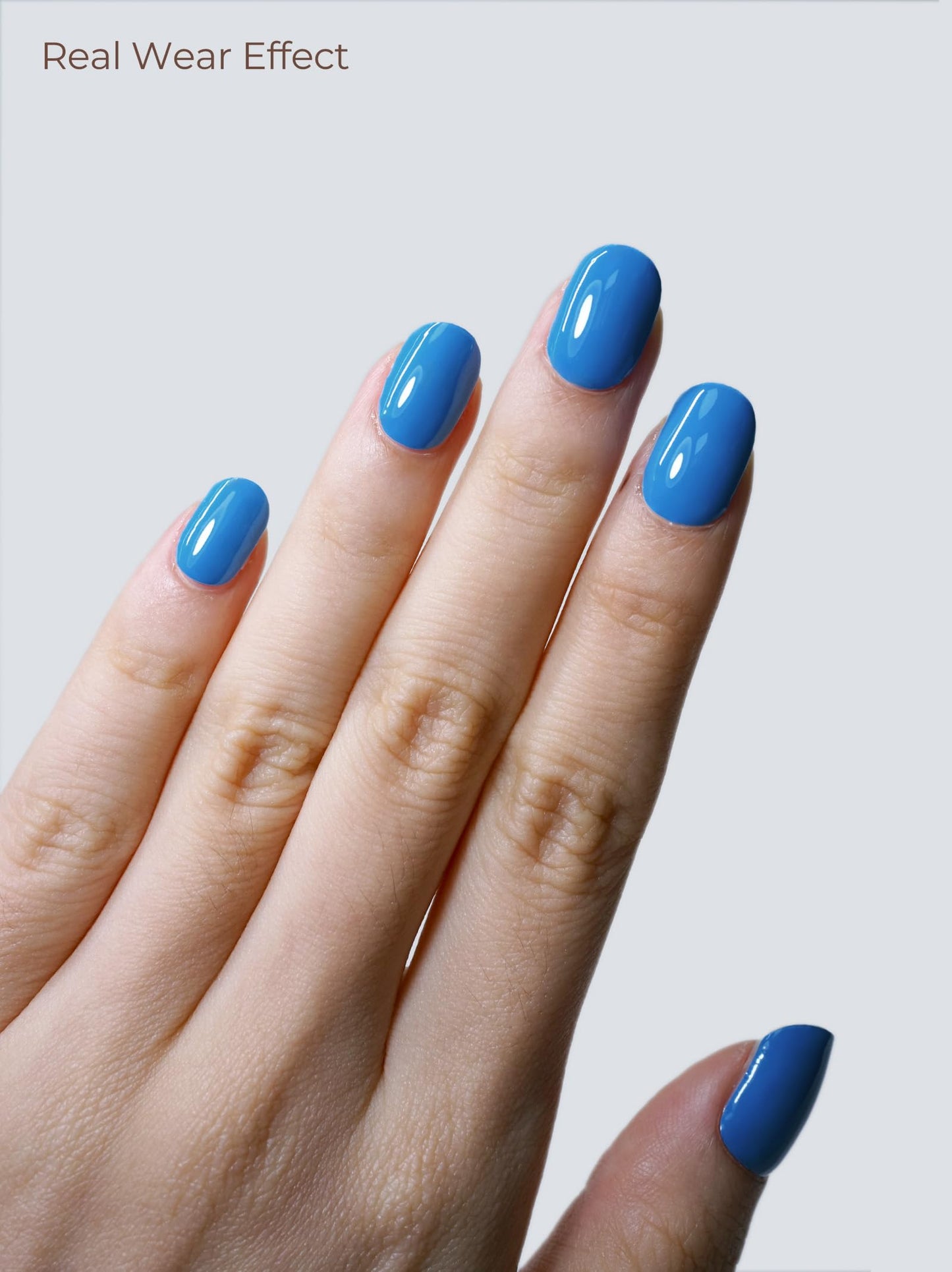 Beaolata Real Gel Nail Strips (No UV Light Needed) - 44Pcs Salon Quality Nail Stickers - Long Lasting Polish Wraps for Women, Easy Apply & Remove (Ocean Blue)