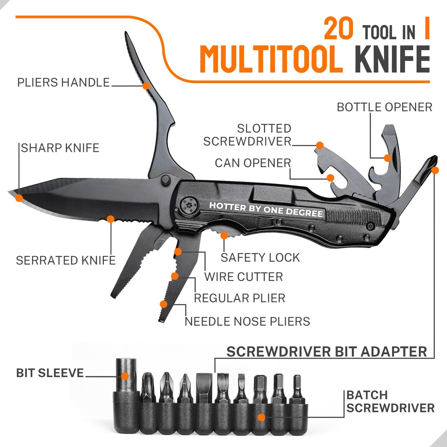 Graduation for Him Gifts, “HOTTER BY ONE DEGREE” Multitool Knife, Practical College Graduation Decorations 2026, Masters Degree Grad Gifts, Gift for Son Graduate Students Camping, Hiking, Fishing
