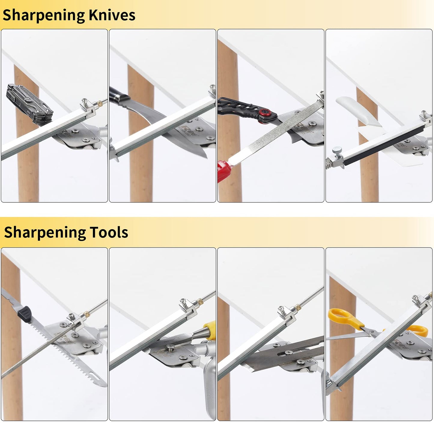 CWOVRS Knife Sharpening System, RX-008 Professional Knife Sharpener, 360° Flip Rotation, Upgraded Metal Fixed Angled Knife Sharpener, Kitchen Chef Knife Sharpening Kit with 10 Stones