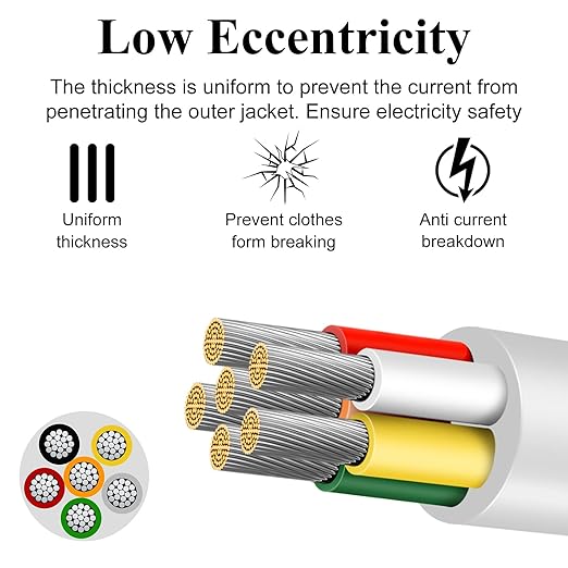 20 Gauge 6 Conductor Electrical Wire, 49.2FT Low Voltage 20/6 Tinned Copper Stranded 6 Wire Cable, 20 AWG White Flexible Extension Power Cord for Sprinkler, Thermostat, Speaker, Irrigation, Automotive