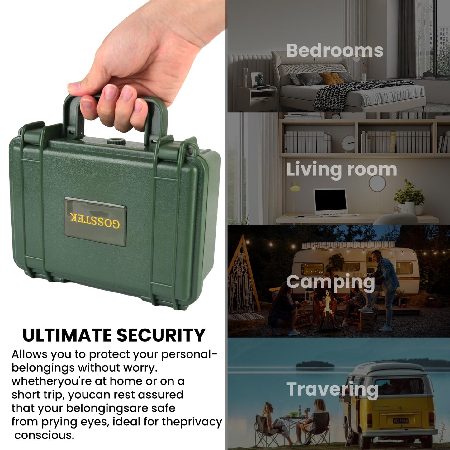Gosstek Travel Storage Safe Locking Dry Box with 10 PCS Accessories, Durable Airtight ABS Hard Case – Heavy Duty Organization Container for Travel & Home, Great Gift Choice. Green