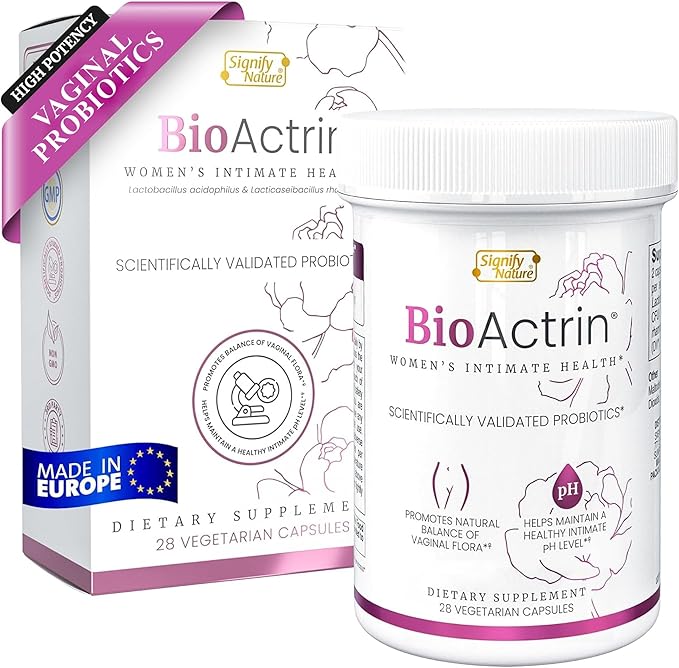 Bioactrin Vaginal Probiotics for Women - Formulated Bacterial Vaginosis Treatment, Yeast Infection and Vaginitis Relief - BV Treatment for Women Probiotic- pH Female Vaginitis Support - 28 Pills