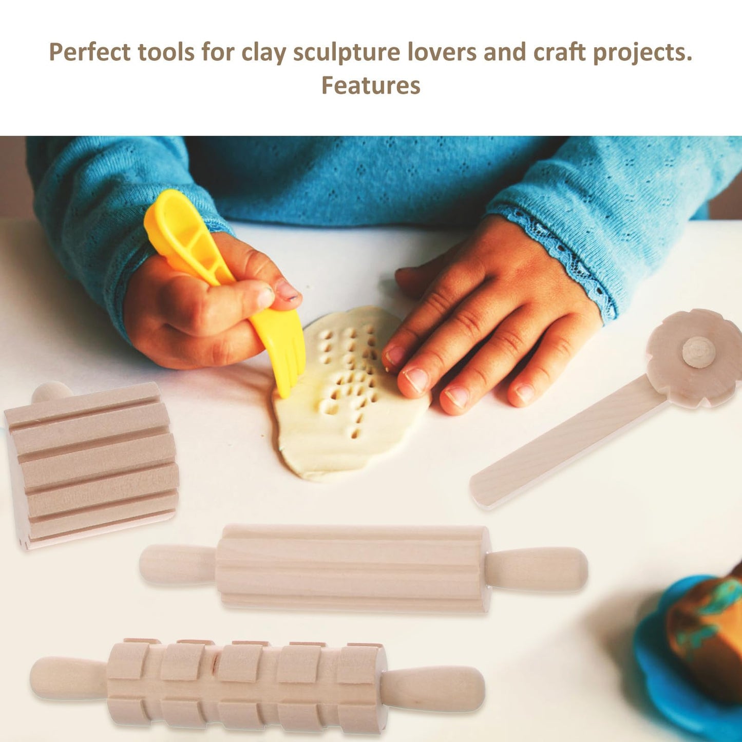 DOITOOL 1 Set Wooden Clay Molding Tools Plasticine Shaping Tool DIY Craft Kit for Children
