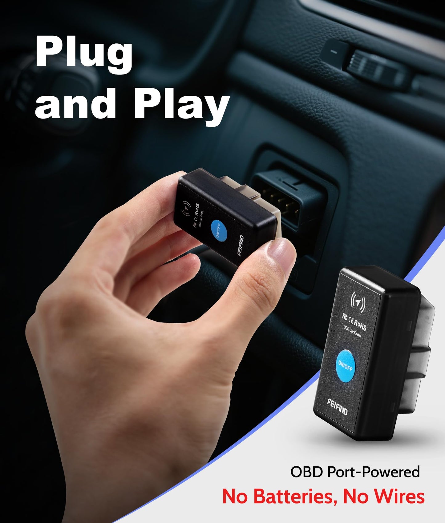 FEIFIND Mini GPS Tracker for Vehicles No Monthly Fee/No Subscription, Hidden Tracker Device for Vehicles, MFi Certified Car Tracker with Find My(iOS Only), Global Tracking