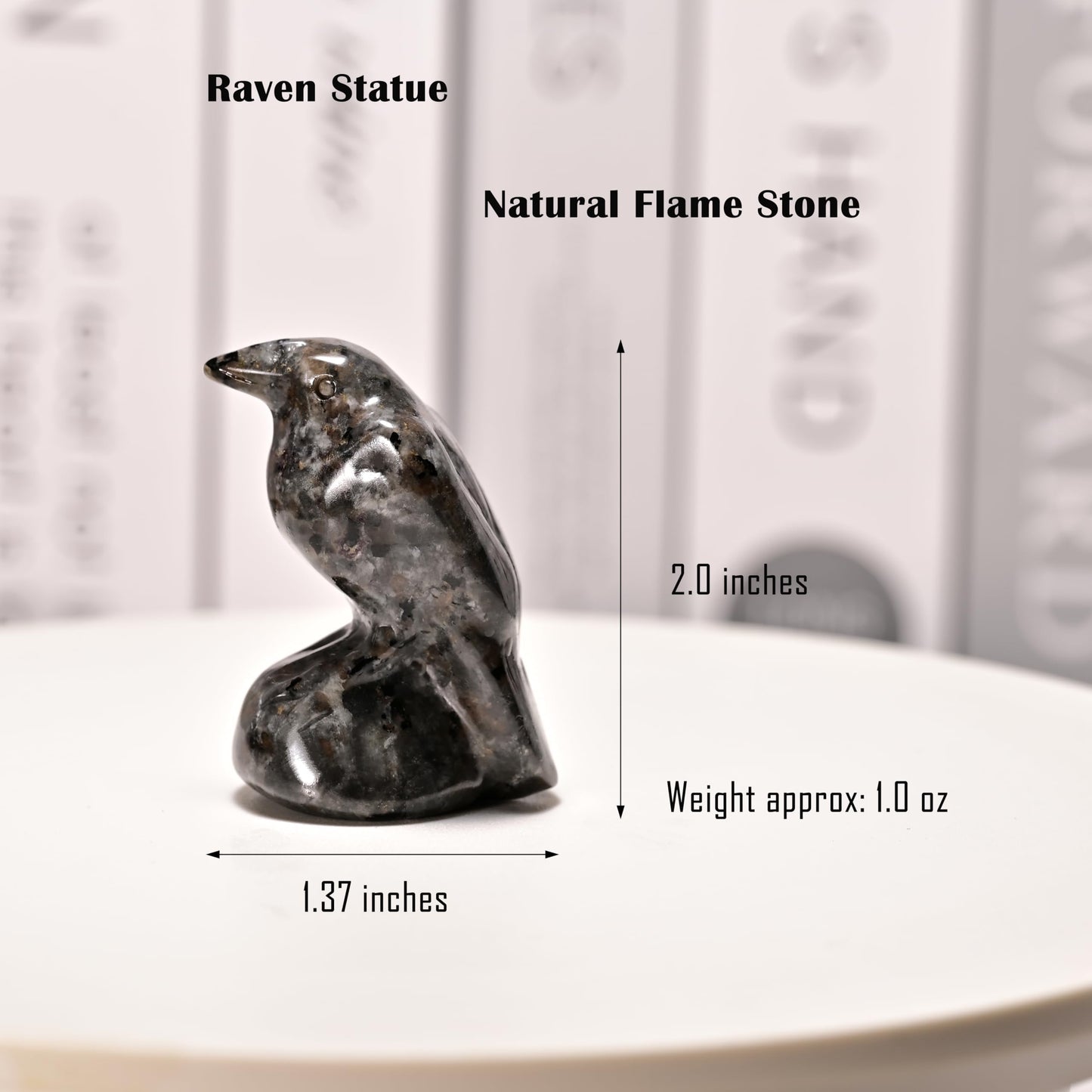 DZJXBZhu Flame Stone Crystal Raven Statue 2" Natural Crystal Crow Figurine Healing Stone Raven Halloween Decor Office Home Decor Gift Collect