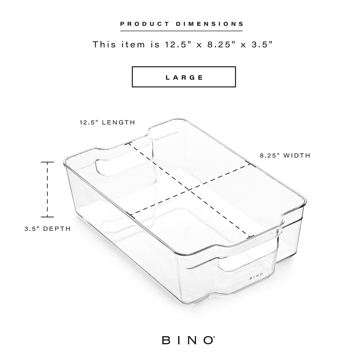 BINO | Stackable Storage Bins, Large - 2 Pack | THE STACKER COLLECTION | Clear Plastic Storage Bins | Built-In Handles | BPA-Free | Containers for Organizing Kitchen Pantry | Multi-Use Organizer Bins